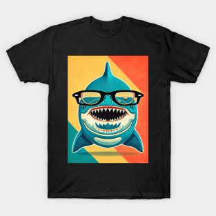 Funny Shark Wearing Glasses While Smiling T-Shirt